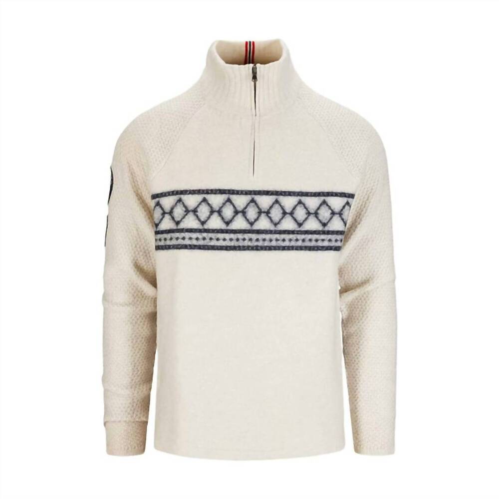 NEW AMUNDSEN men's boiled ski sweater in faded navy/norge oatmeal